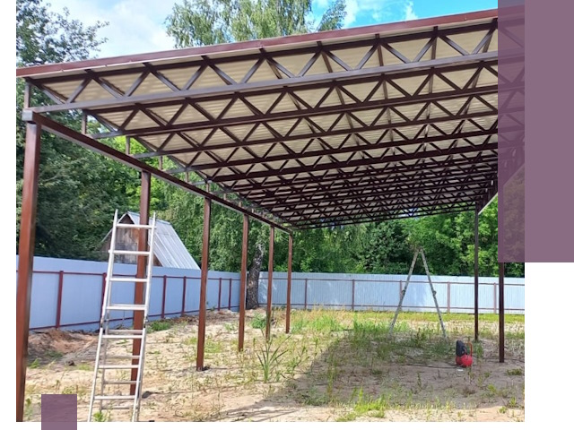 Односкатные навесы под ключ в Нижневартовске — изготовление и монтаж