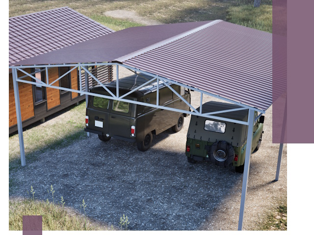 Двускатные навесы под ключ в Нижневартовске — изготовление и монтаж